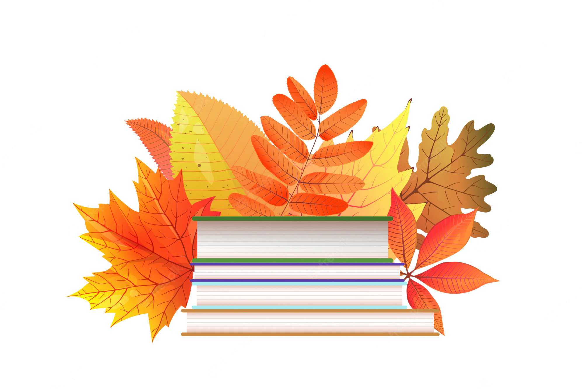 books autumn leaves flat illustration 145790 683
