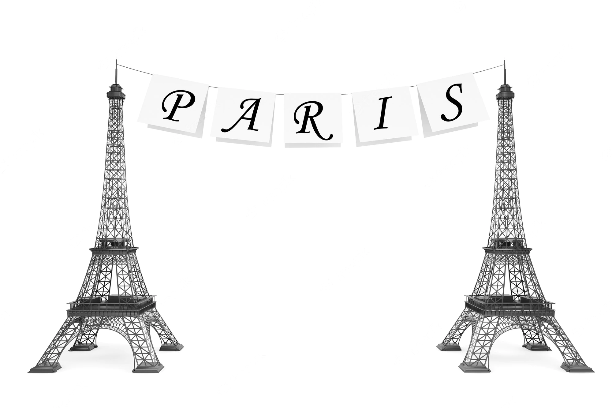 france tourism concept paris sign rope with eiffel tower white background 476612 6837