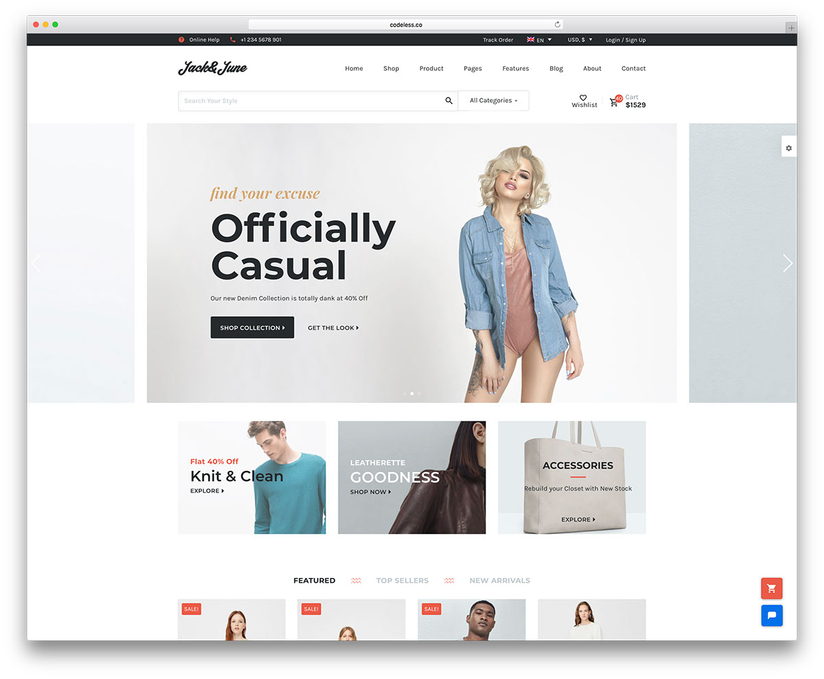 Fashion and clothing store website design