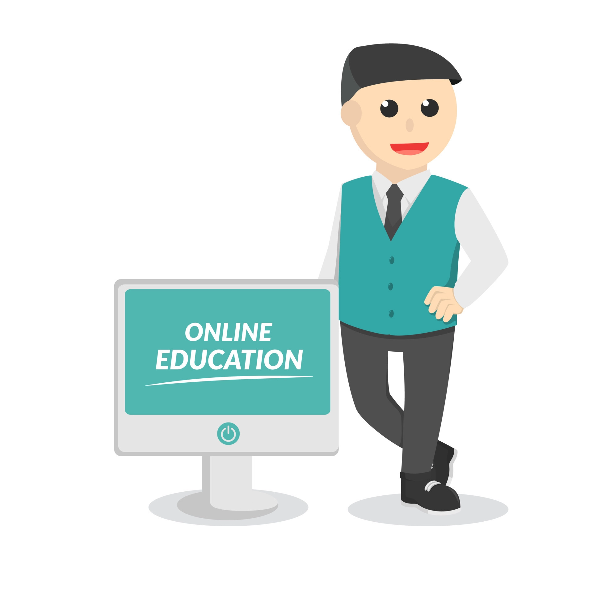 male teacher online education design character on white background free vector